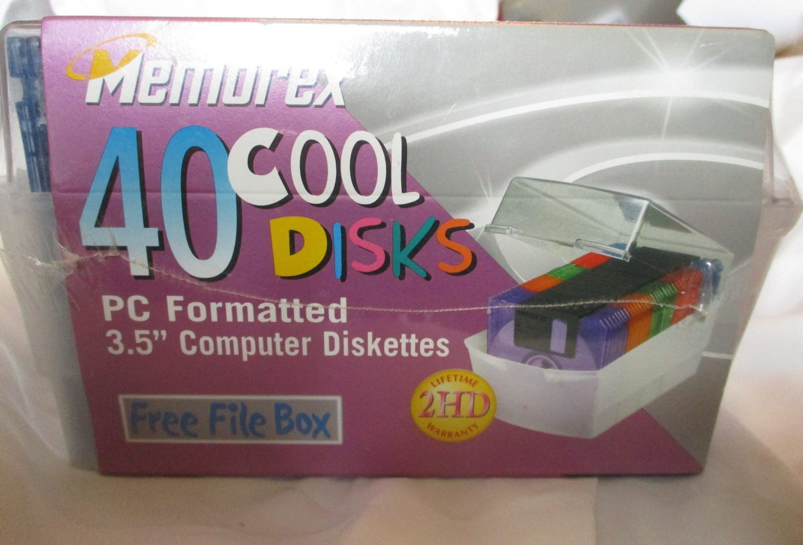 NEW 40 Memorex Cool Disks 3.5 Inch PC Formatted HD Sealed w/ file box