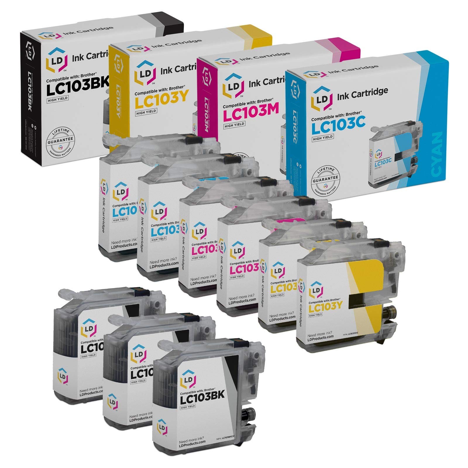 LD Compatible For Brother LC103 9pk HY Ink LC103B LC103C LC103M LC103Y MFCJ245