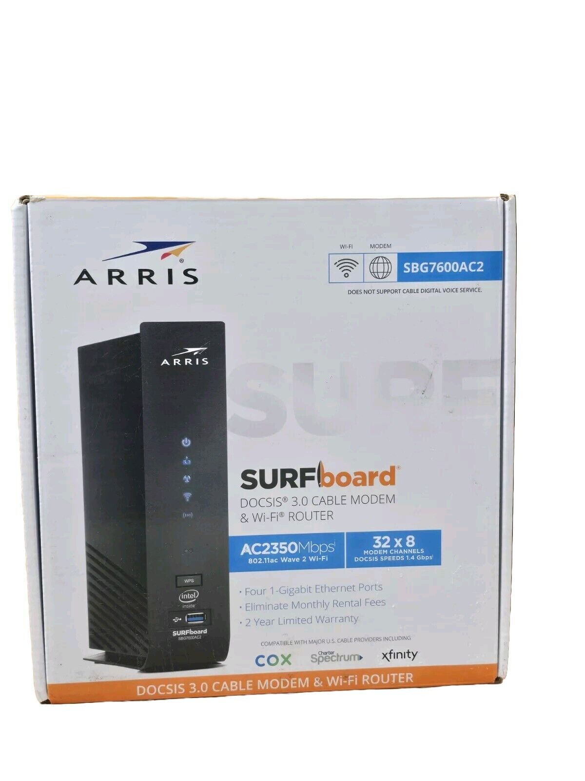 Arris ‎SBG7600AC2 Cable Modem Plus Internet Home Wifi Router Networking Black