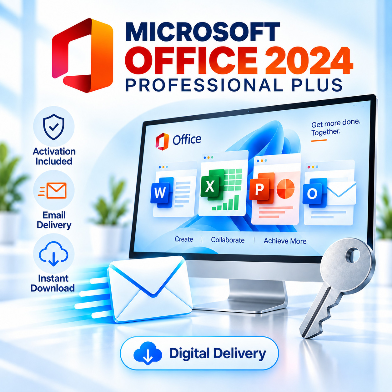 MS Office 2024 Professional Plus 1 PC Perpetual License Outlook Access OneNote K