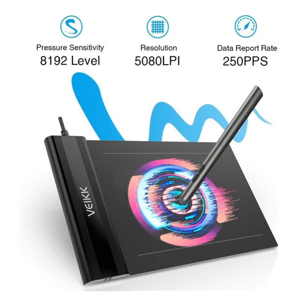 Drawing Tablet For VEIKK S640 Graphic Drawing Tablet w/ Battery-Free Passive Pen