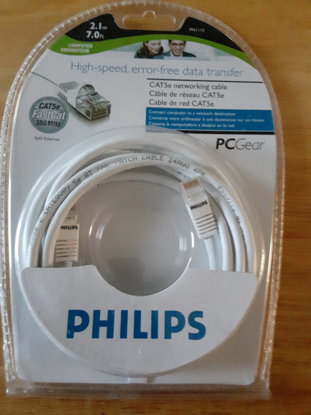Philips FastCat Cat5e Networking Cable Ethernet RJ45 7ft White OEM NEW