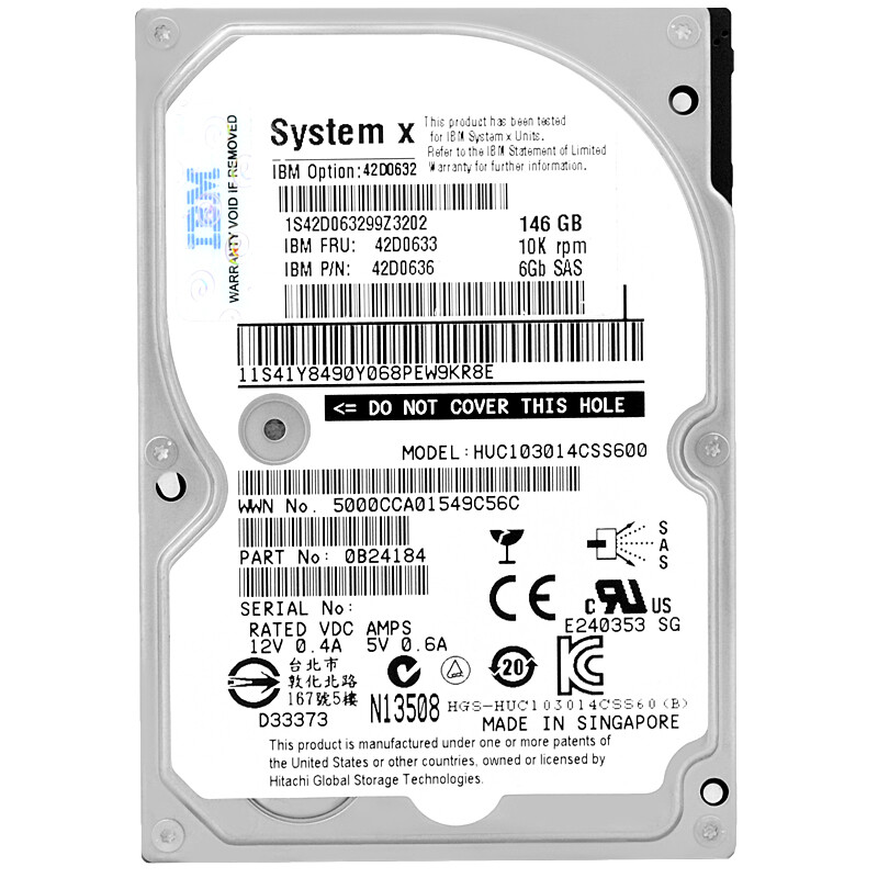 Hard Drive IBM 146GB HUC103014CSS600 10000Rpm 2.5" Inch 42D0633 42D0636