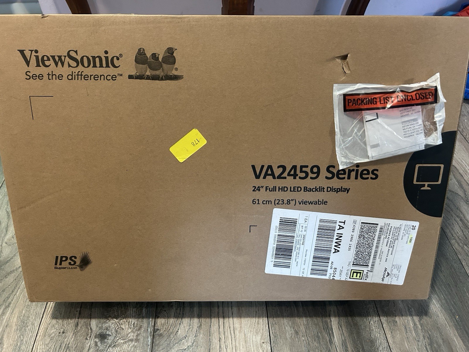 ViewSonic - VA2459-SMH 24" LCD FHD Monitor (DisplayPort VGA, HDMI) New Sealed