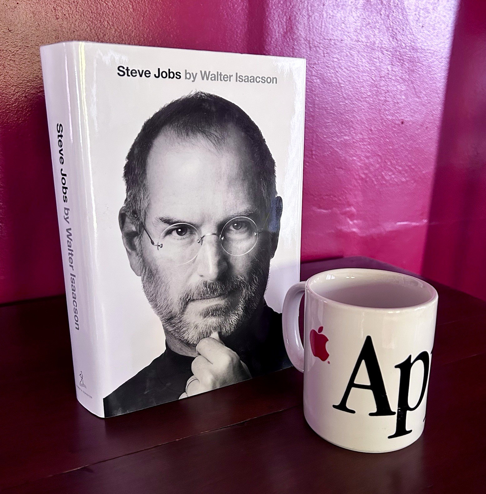 Vintage 90s Apple Computer Garamond Font Mug + Steve Jobs Hardcover Biography