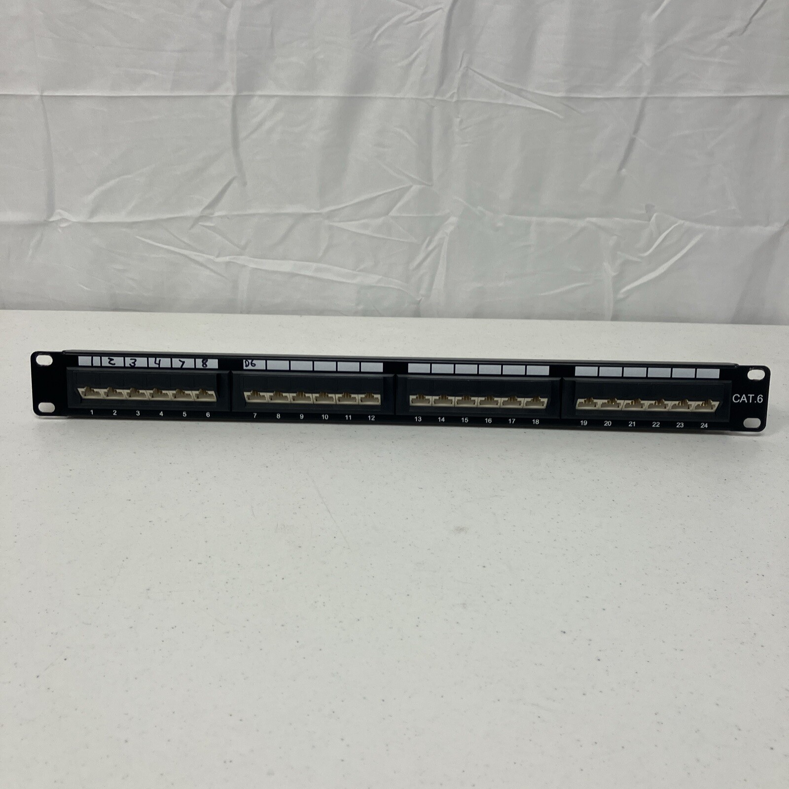 VC P24T-A11 24-Port CAT-6 Patch Panel - 45 Degree Angle Used Some Are Labeled