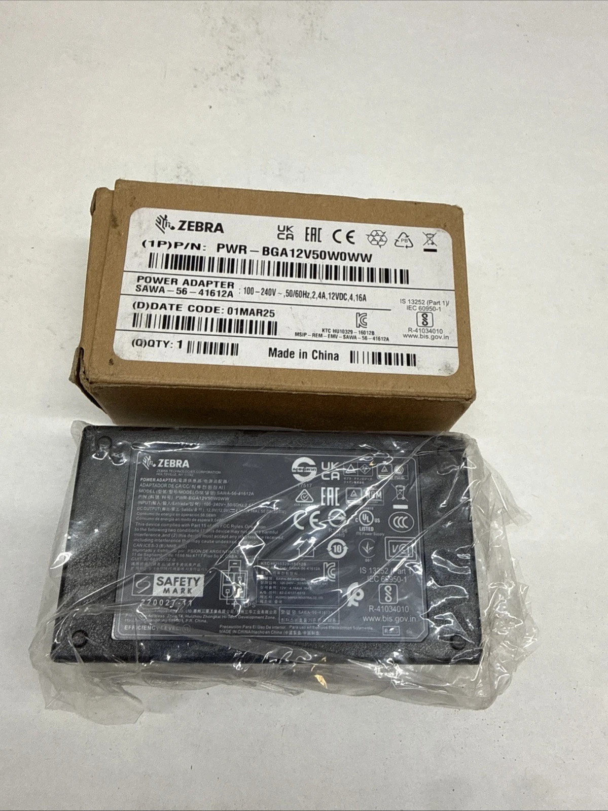 Zebra PWR-BGA12V50W0WW Power Adapter  Actual Picture
