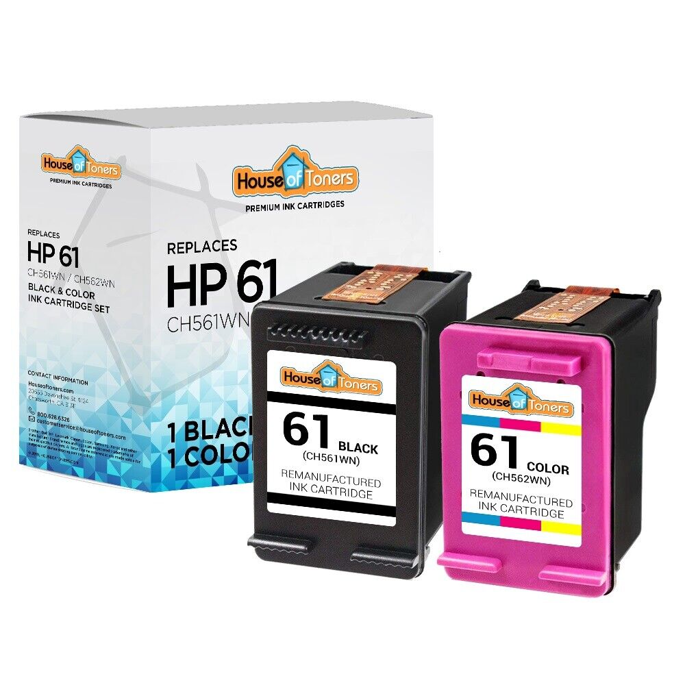 2PK Replacement HP 61 Ink Cartridge 1-Black & 1-Color 2620 4630 4632 8040 8045