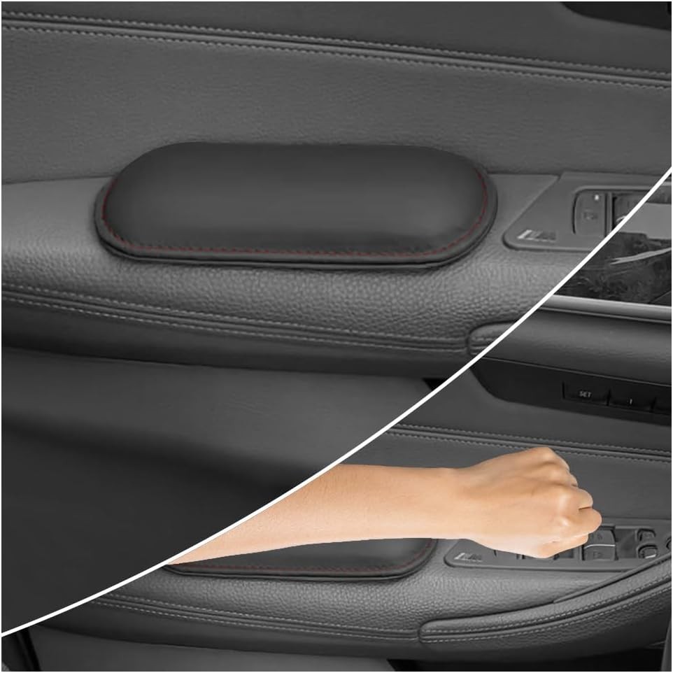 2PCS Car Door Armrest Pads,Soft Leather+Memory Foam Knee Pads for Black 