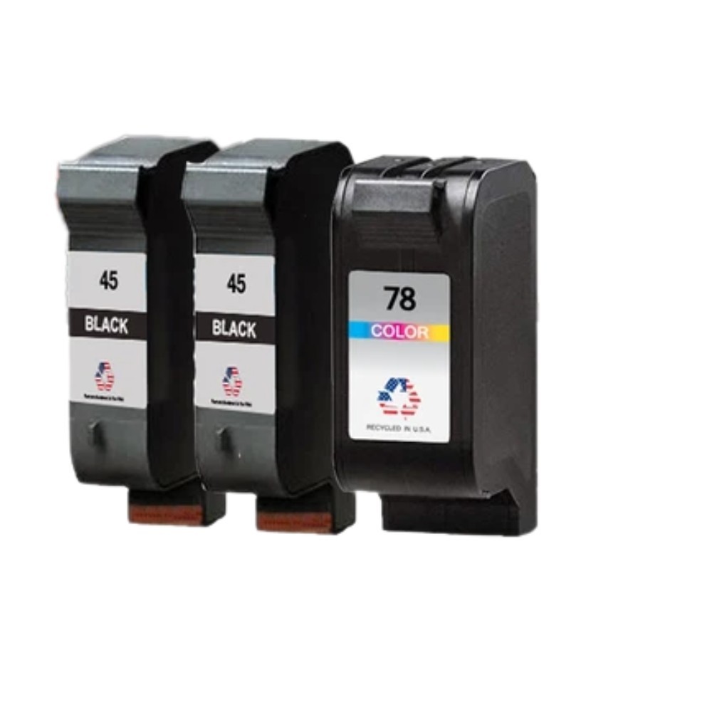 Compatible Ink Cartridge For HP 45 2Black and 78 Color-USA