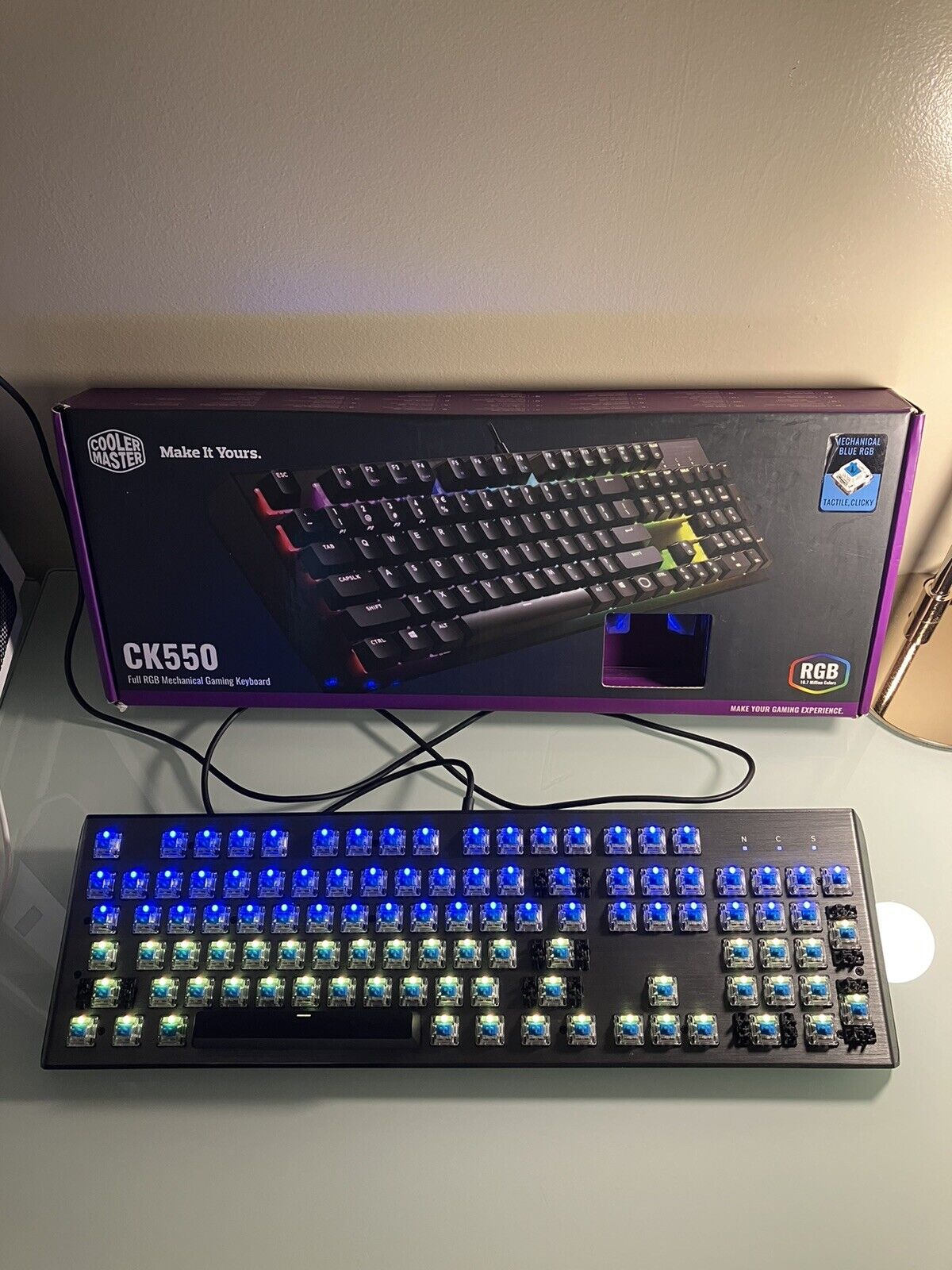 Cooler Master CK550 Gaming Mechanical Keyboard with RGB Gateron Blue NO KEYS