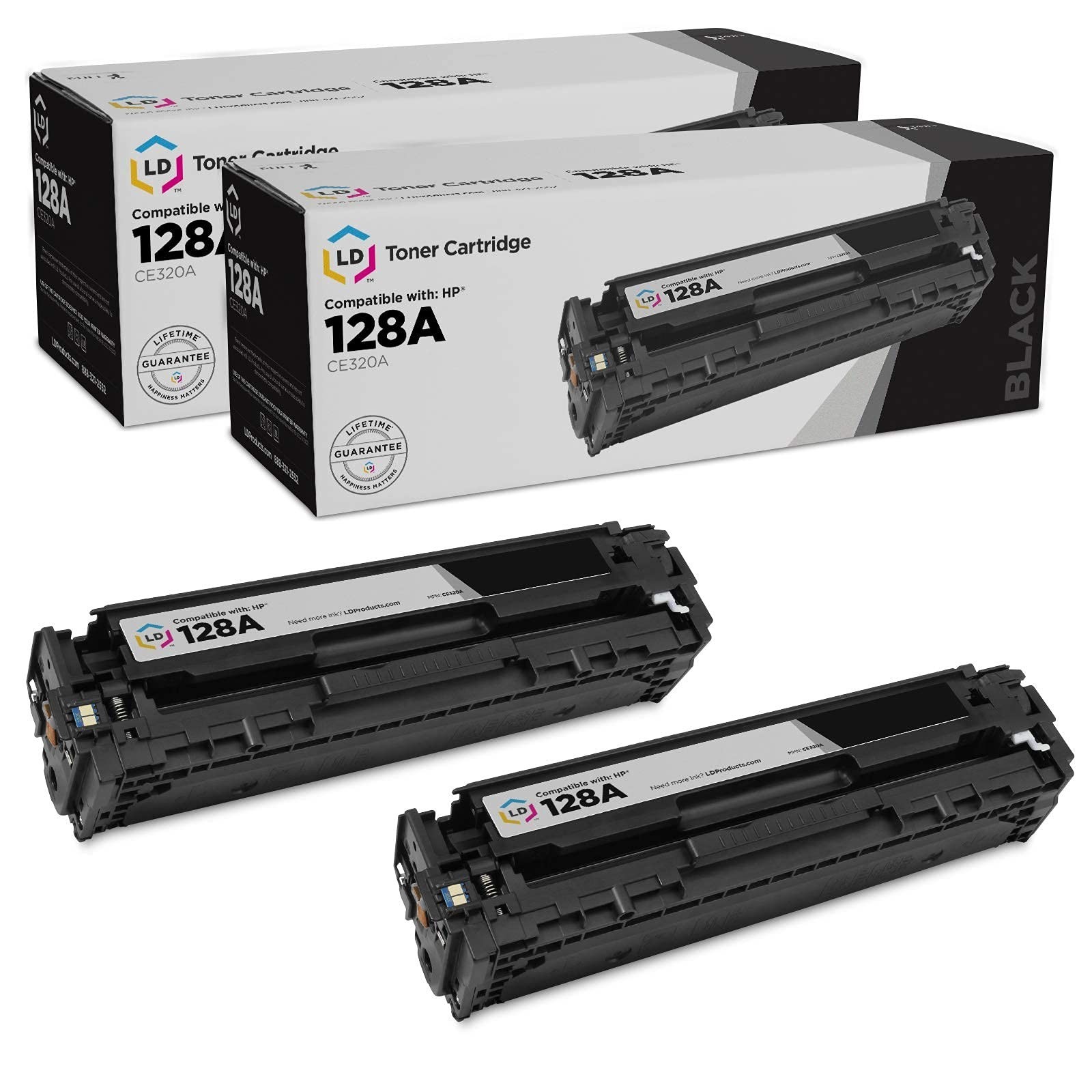 LD Products Toner Cartridge Replacement for HP 128A CE320A (Black, 2-Pack) Co...