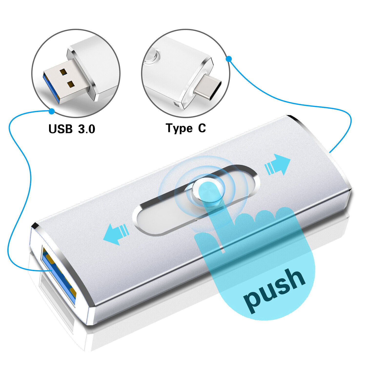 USB 3.0 Type C 32G 64G 128G High Speed Dual OTG USB Flash Drives Memory Sticks 