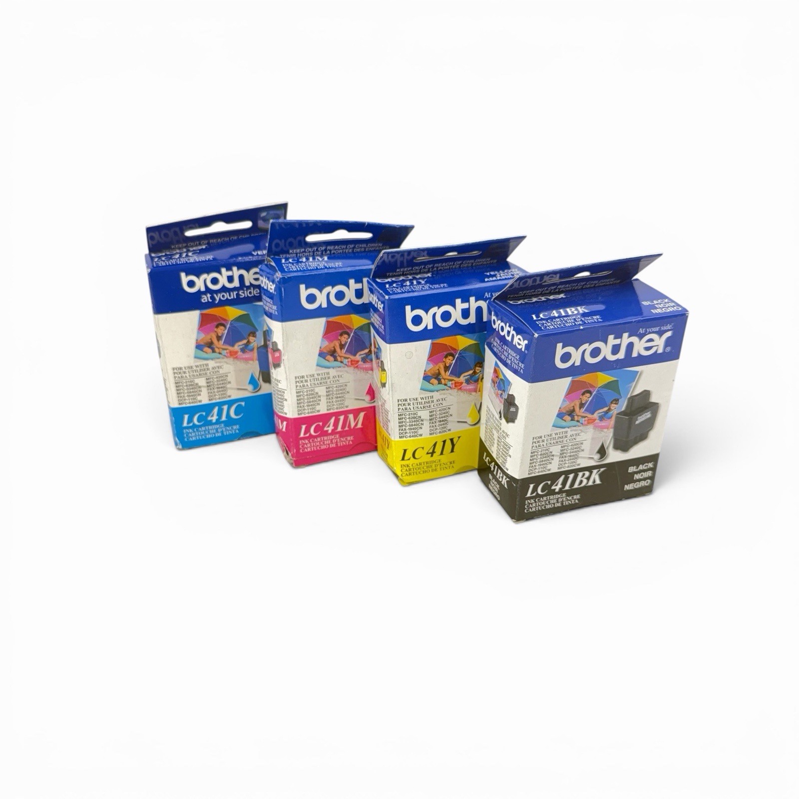 Lot of 4 Genuine Brother LC41 Ink Cartridges (B, C, M, Y) OEM