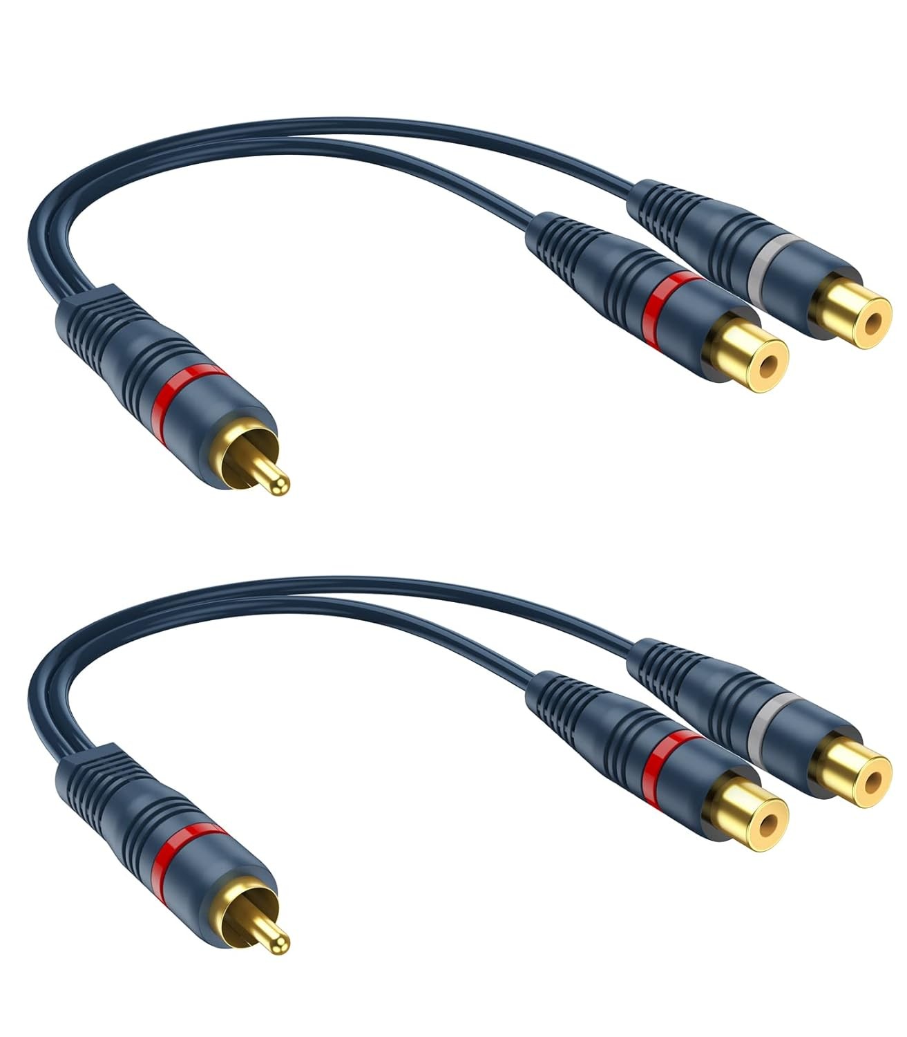 RCA Splitter 1 Male 2 Female 2 Pack, RCA Y Splitter Cable Audio Video Adapter Ex