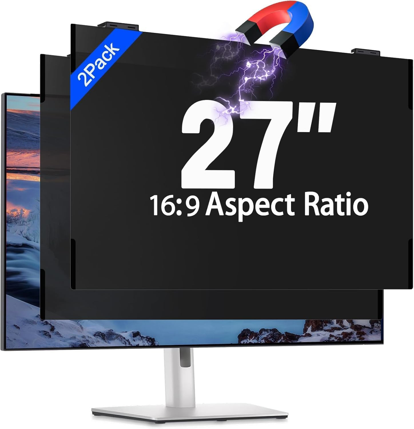 2 Pack 27 Inch Magnetic Computer Privacy Screen Filter for Monitor 16:9 Aspect R