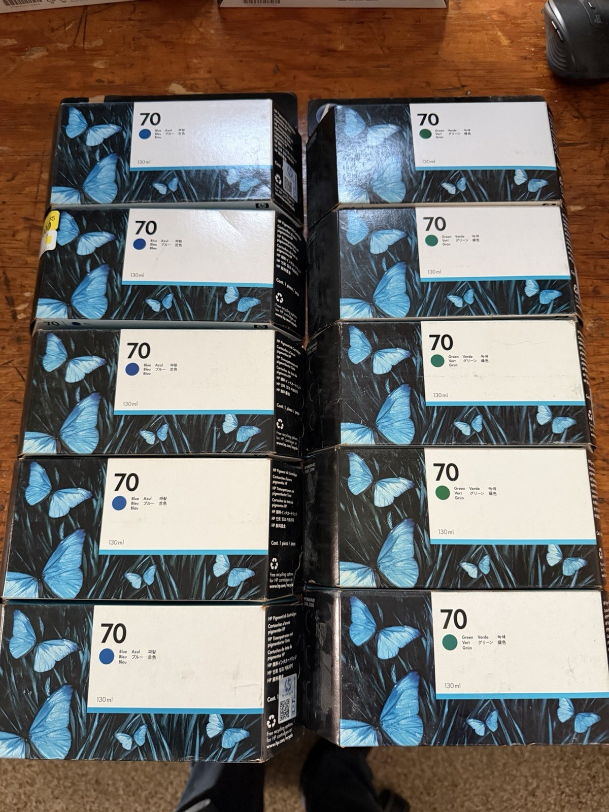 HP 70 Blue C9458A Green C9457A Ink Cartridge New Expired Lot Of 10