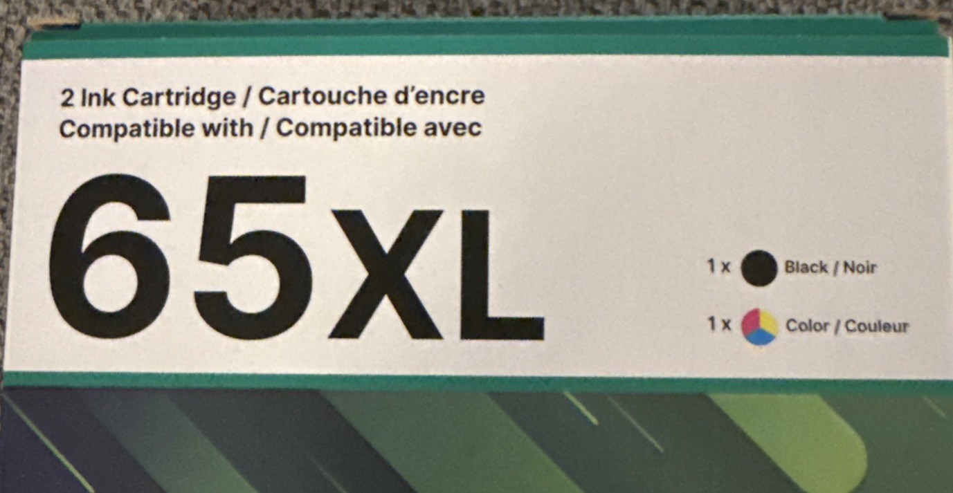 2PK 65XL 65 XL Ink Replacement for HP 65 Black Color Cartridge Deskjet 3755 2655