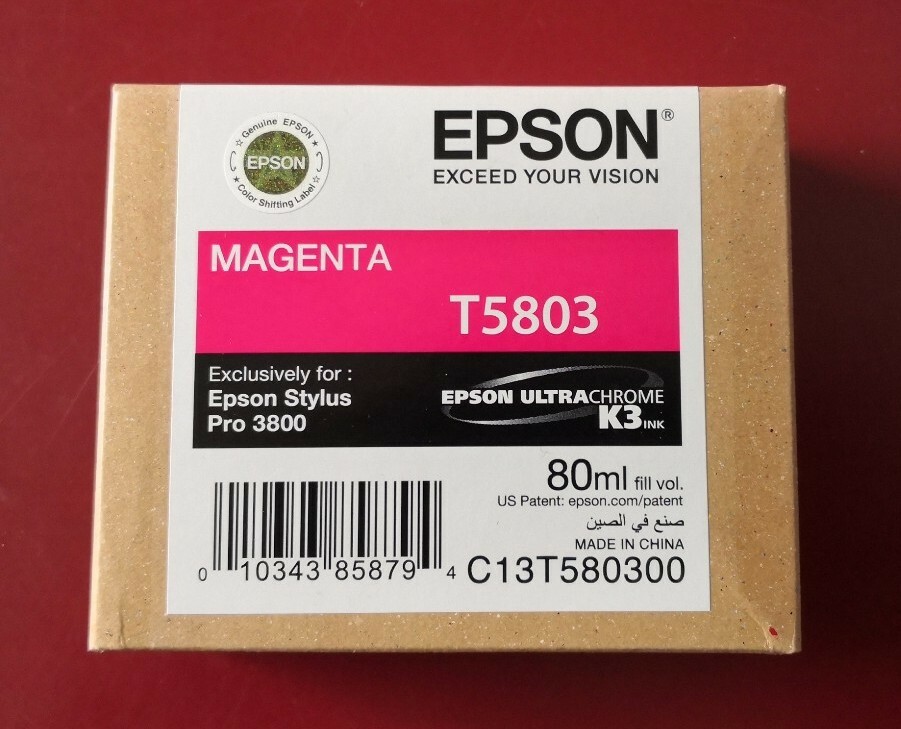 07-2012 New In Box Genuine Epson Pro 3800 Magenta 80ml K3 Ink T5803 T580300