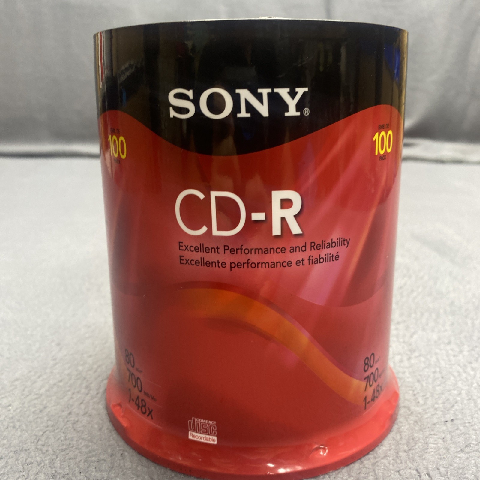 SONY CD-R 80 Min 700 MB 1-48x Recordable Compact Discs CDs 100-Pack NEW SEALED