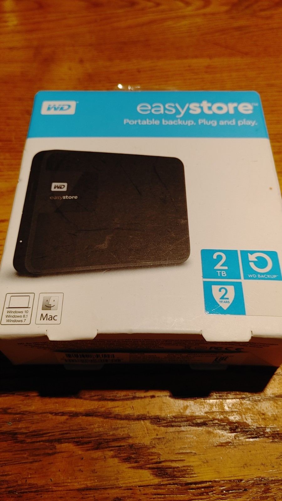 WD easystore 2TB Portable External HDD USB Plug and Play Black Windows/Mac NEW