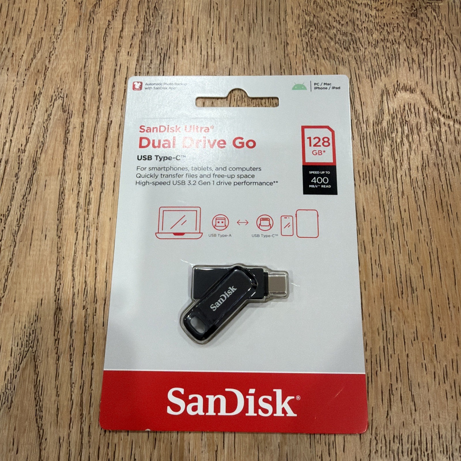 BRAND NEW SEALED Sandisk Ultra Dual 128GB Drive Go USB Type-C Flash Drive