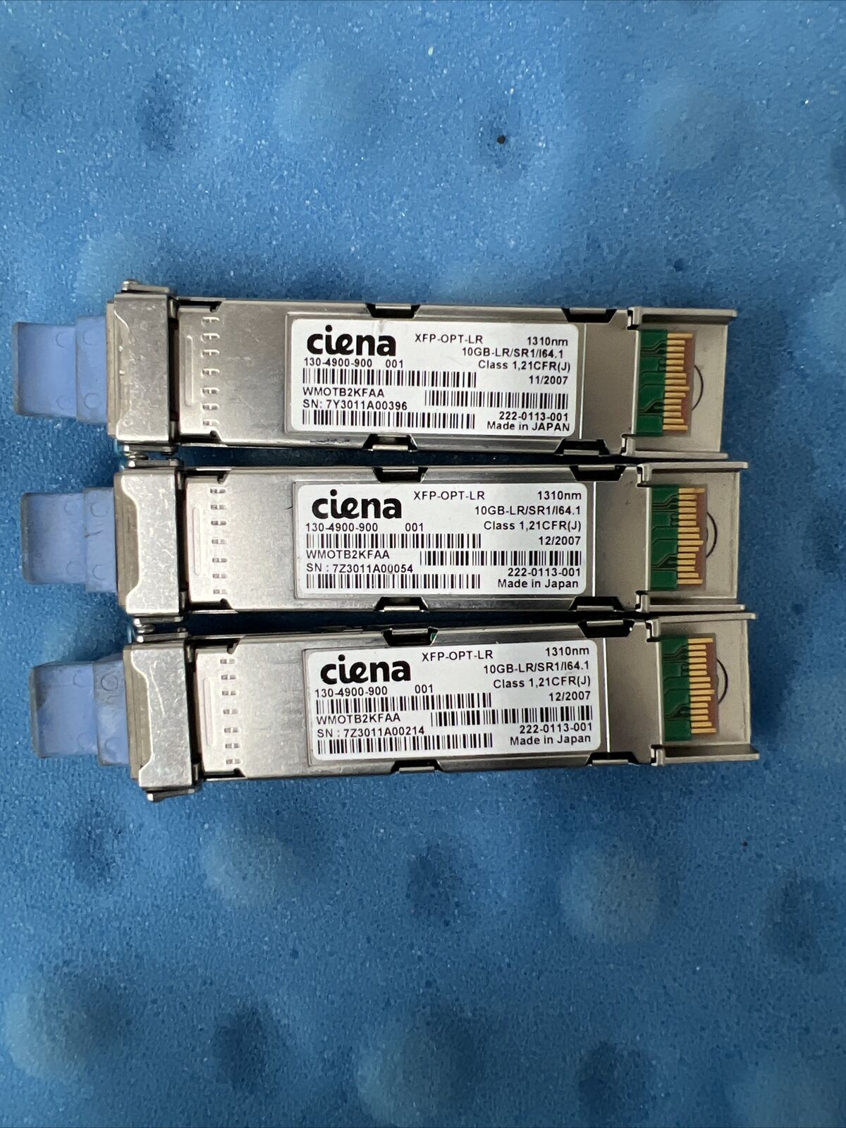Lot Of 3 Ciena 130-4900-900 XFP-OPT-LR 10GB-LR/SR1/I64.1 WMOTB2KFAA
