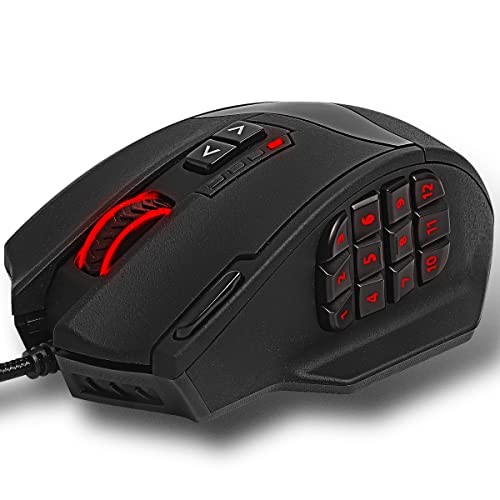 RED SAMURAI Wired Mouse for Gaming  16400dpi 1000Hz  18 Programable Buttons