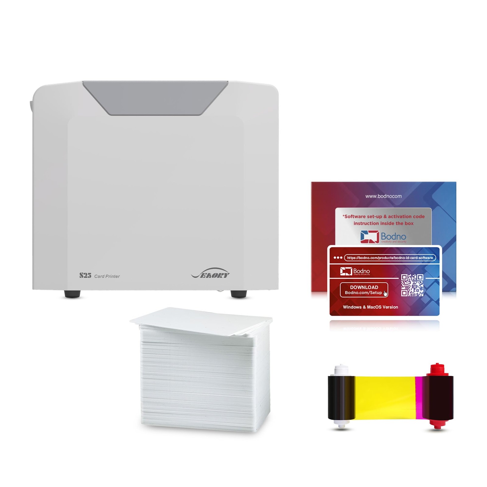 Bodno Seaory S25 Single Sided ID Card Printer & Complete Supplies Package ID