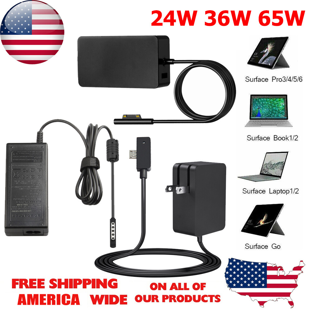 24W 36W 65W Adapter for Microsoft Surface Pro Book Laptop 1 2 3 4 5 6 7 Charger