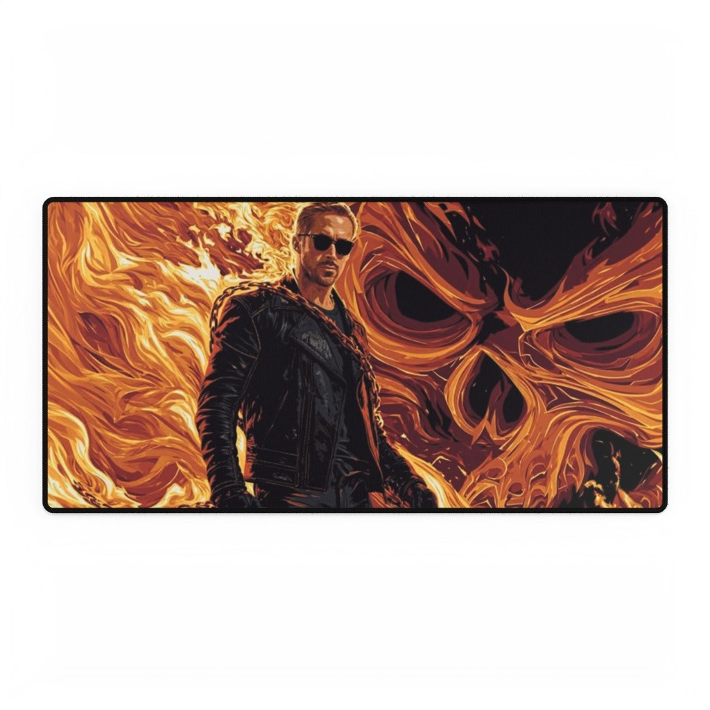 Ghost Rider Flaming Skull And Rider Portrait Mouse Pad Desk Mats Marvel Comics