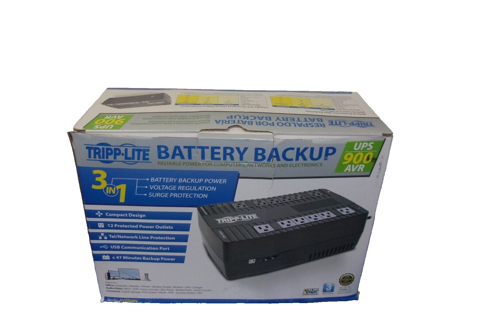 Tripp-Lite AVR900U 900VAR Battery Backup UPS
