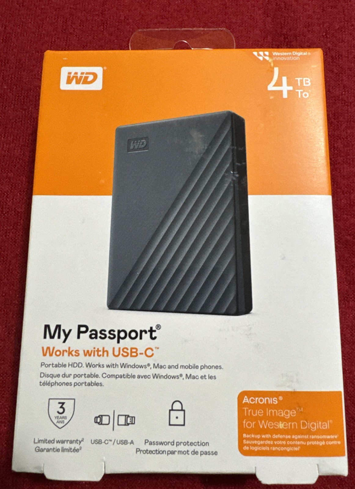 WD 4TB My Passport Portable External Hard Drive Silicon Grey-WDBRMD0040BGY-WESN