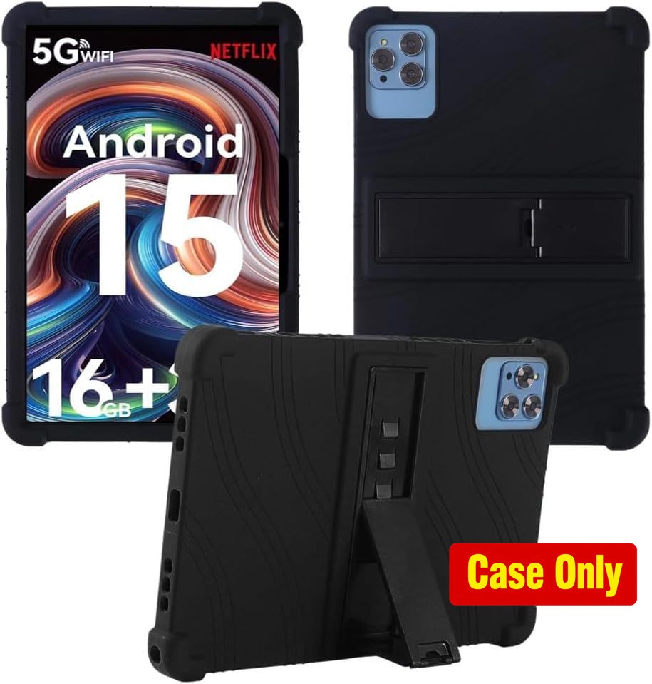 Case for 10.1 inch Android Tablet, Soft Silicone Cover, Black Universal Design