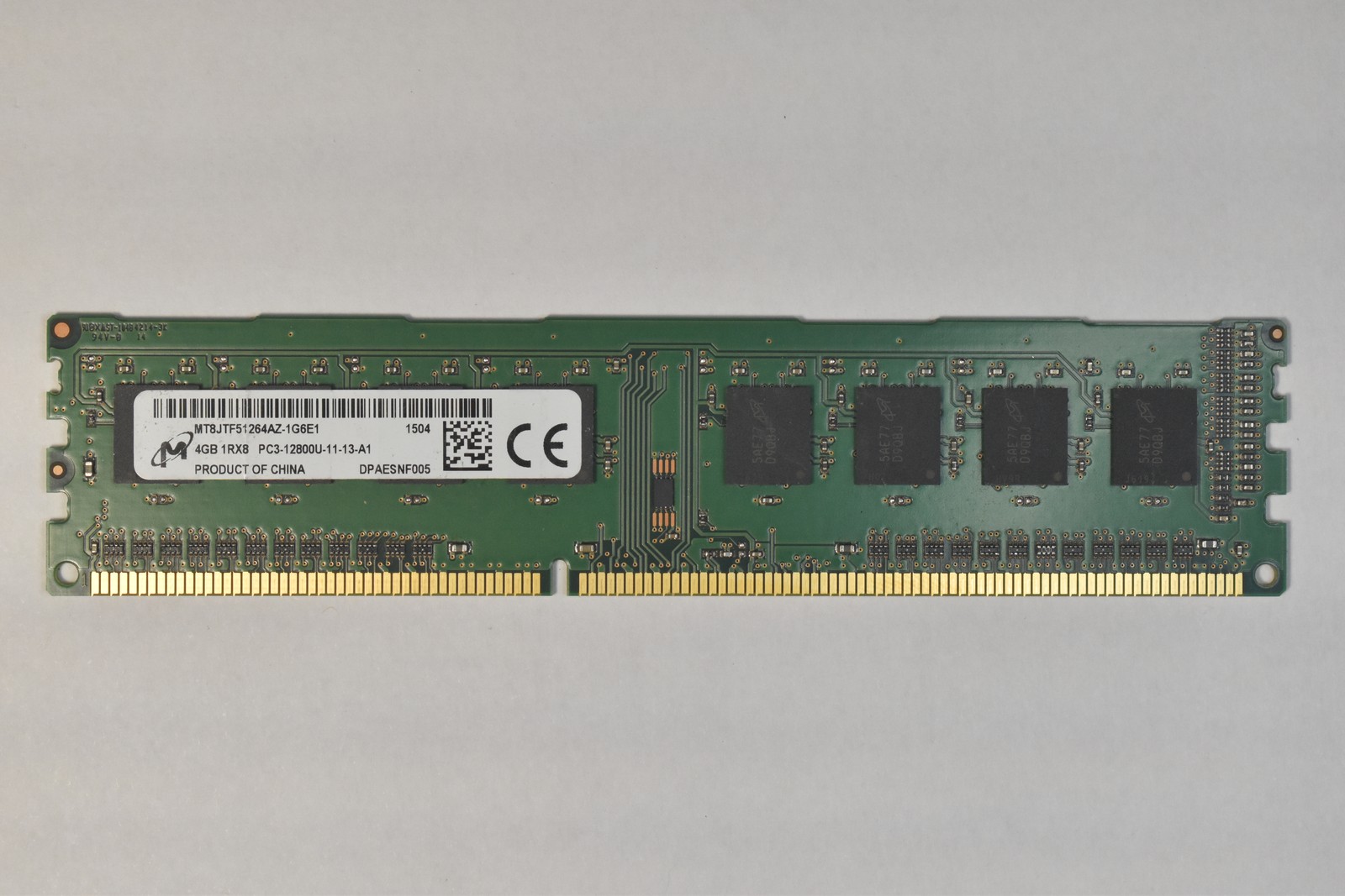 Micron Technology 4 GB DDR3-1600 Desktop UDIMM RAM Memory 8JTF51264AZ-1G6E1