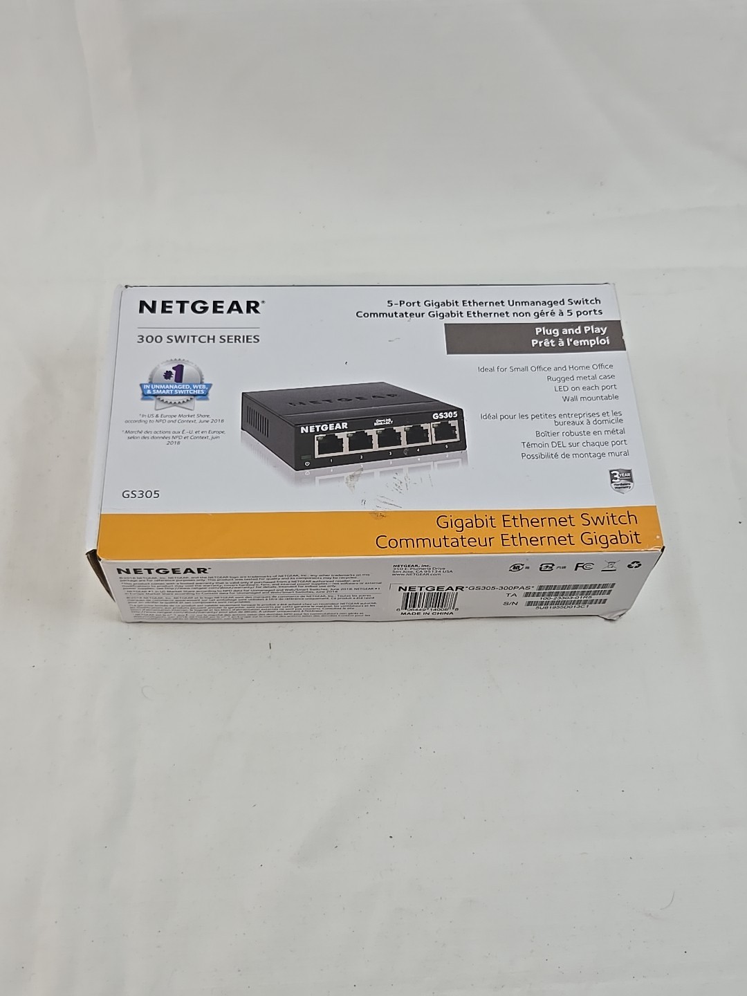NETGEAR GS305300PAS 5 Port Gigabit Ethernet Unmanaged Switch