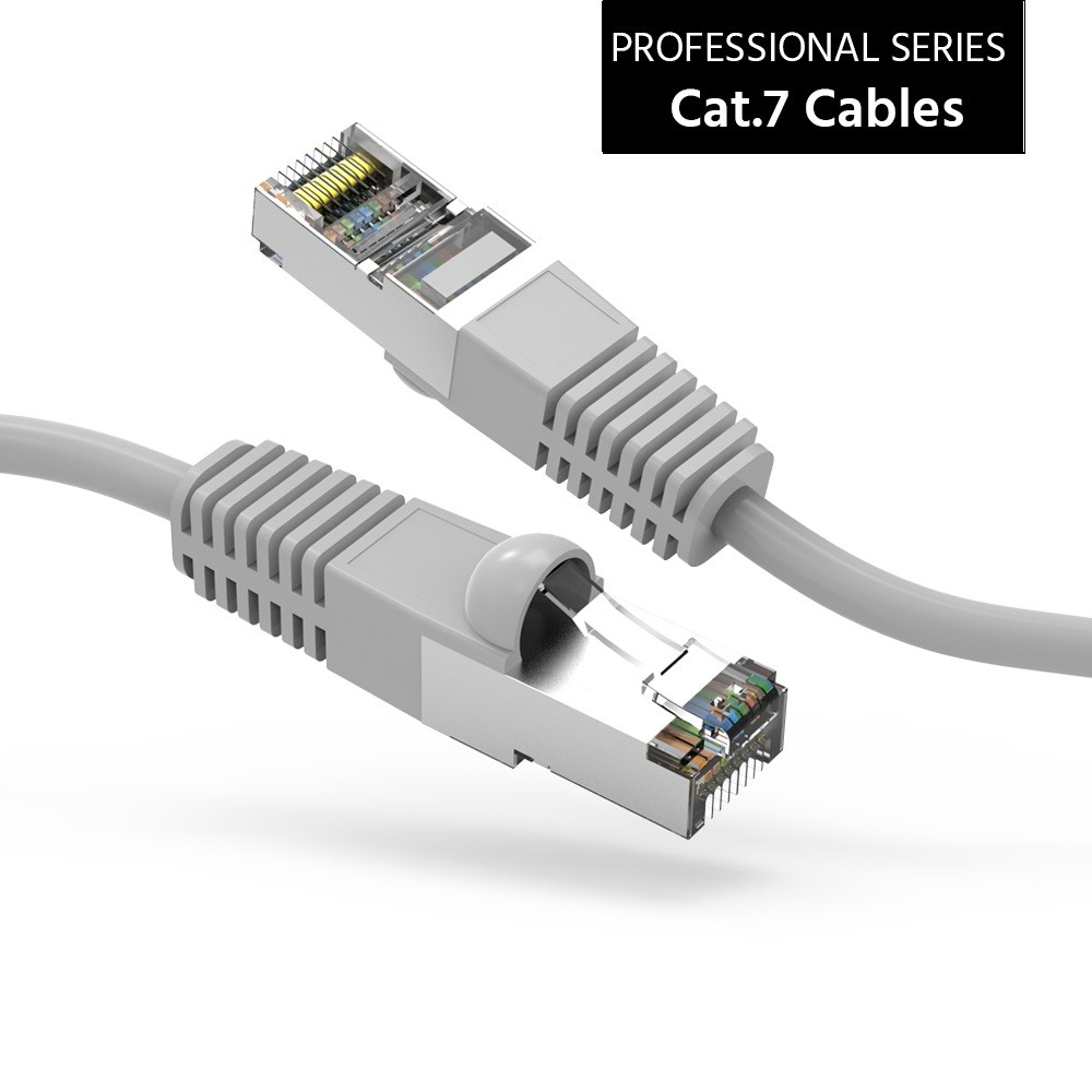 25Ft CAT7 Shielded (SSTP) 600MHz Ethernet Network Booted Cable Gray