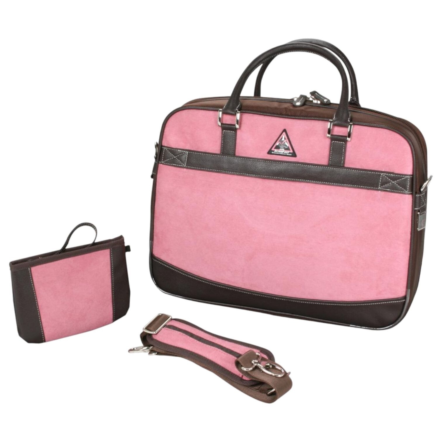 Mobile Edge 16" Scanfast Laptop Messenger Bag Pink Suede Checkpoint Friendly TSA