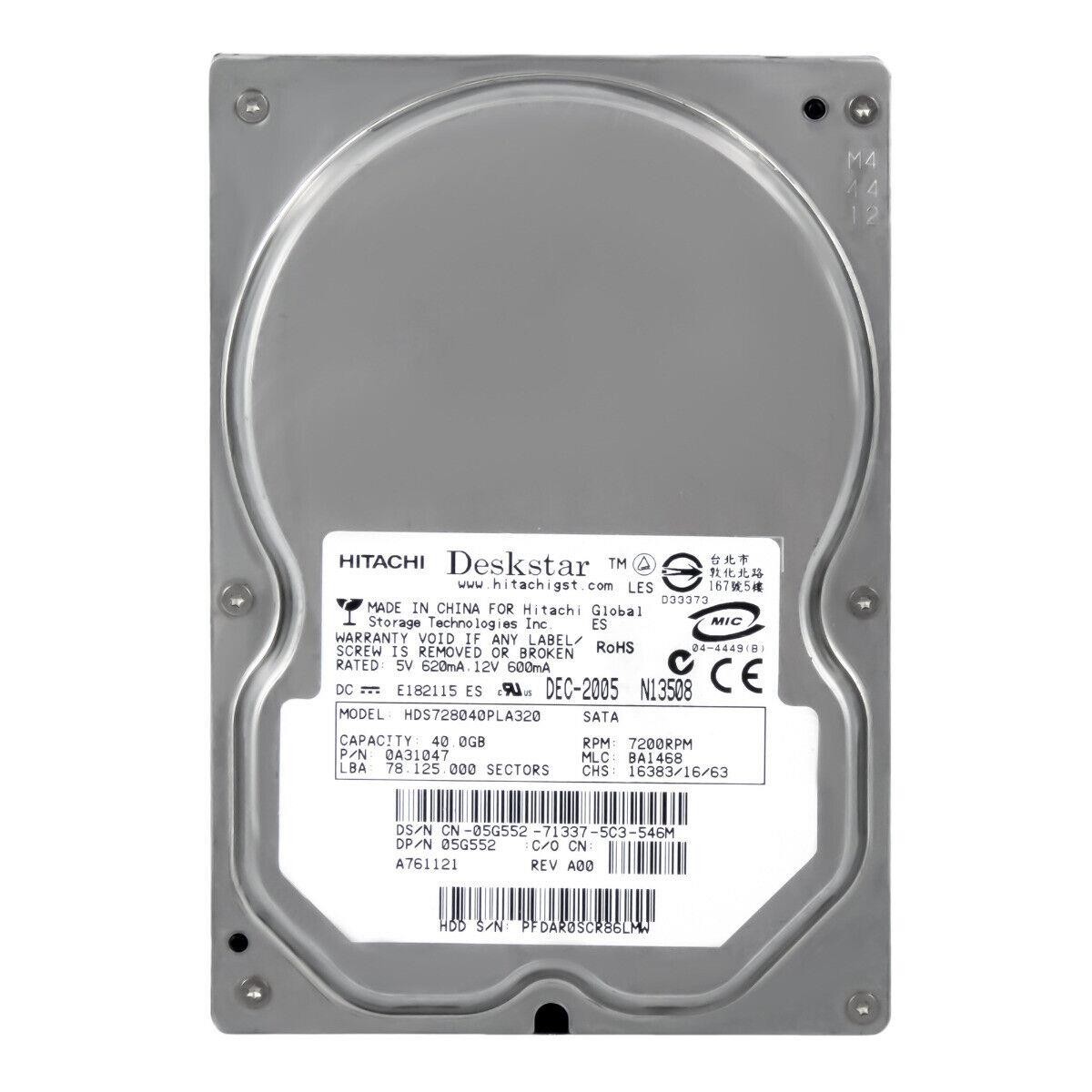 Hitachi GST HDS728040PLA320 40GB 7200 RPM 2MB Cache SATA 3.0Gb/s 3.5" hard dri
