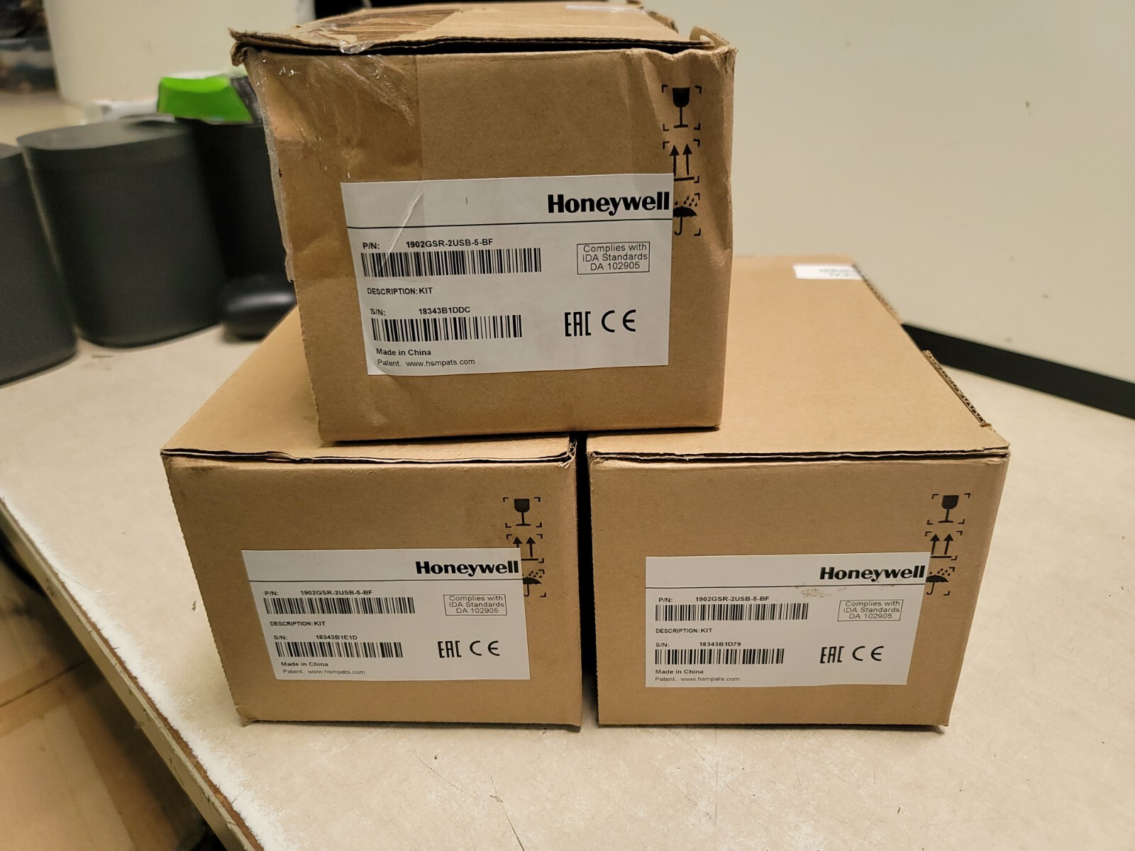 LOT OF 3 Honeywell 1902gsr USB Barcode Scanner Kit 1902GSR-2USB-5BF 