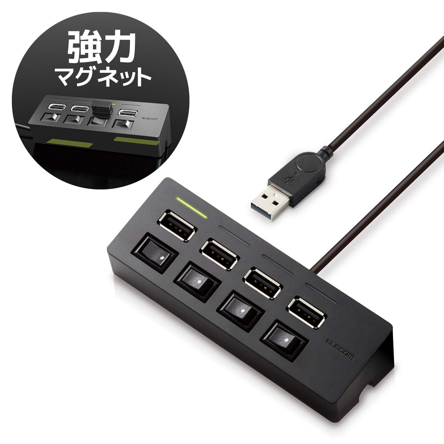 ELECOM 4-Port USB 2.0 Hub Bus-Powered 1m U2H-TZS428BXBK Black Japan Import