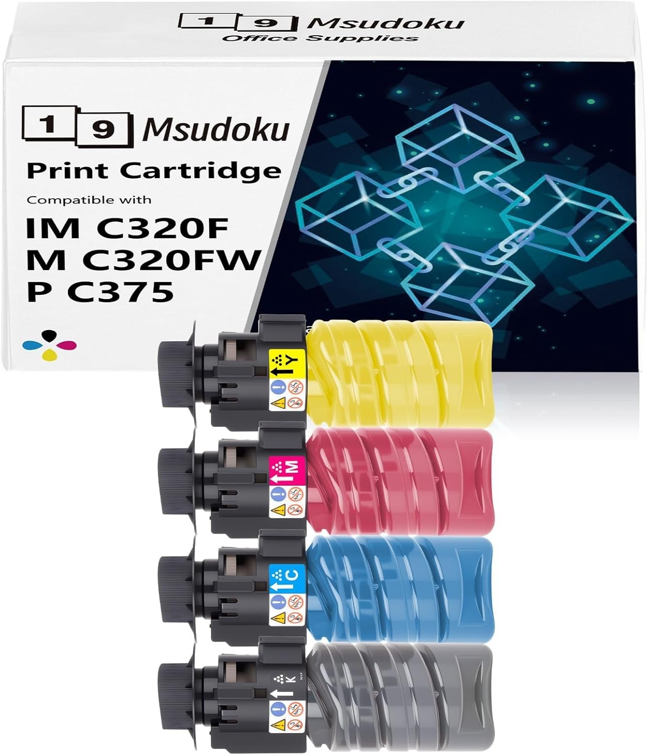 Toner Cartridges Compatible for Ricoh IM C320 IM C320 IM C320F (C,M,Y,B) 4 Pk