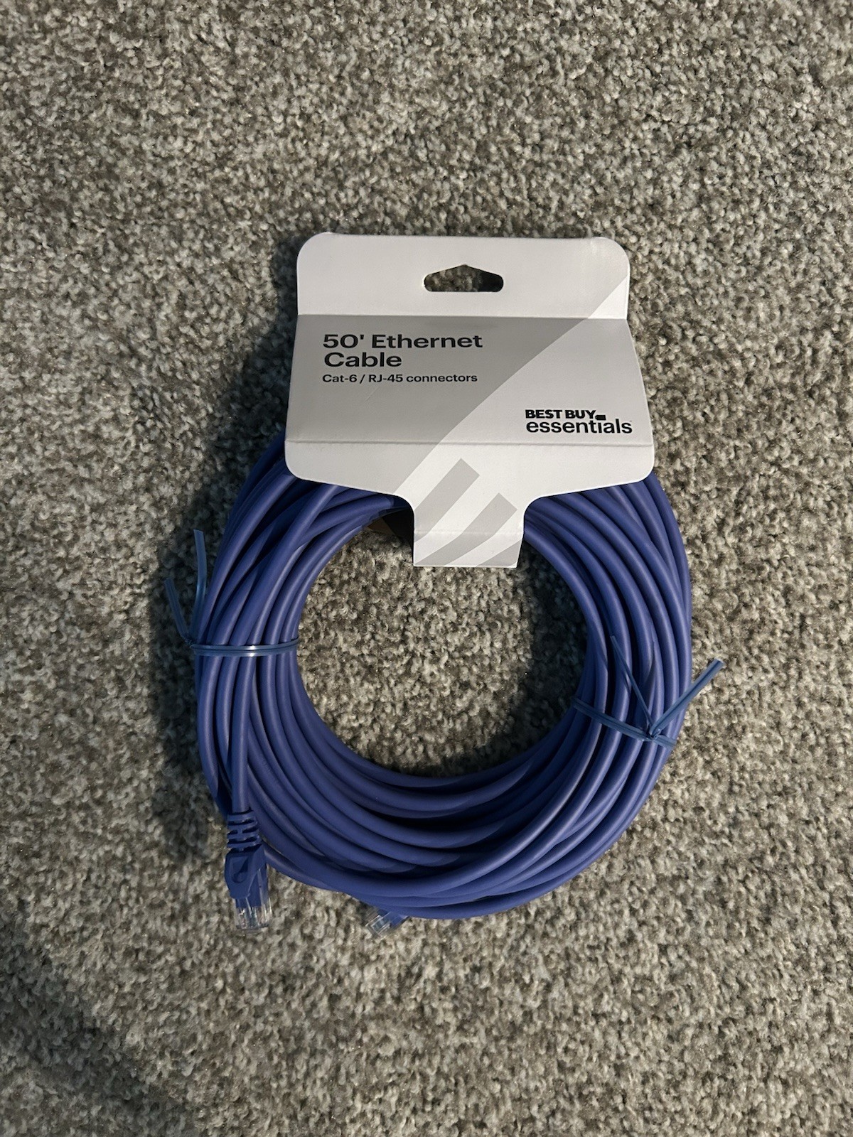 50' Cat-6 Ethernet Cable RJ-45 Connectors Blue Best Buy Essentials