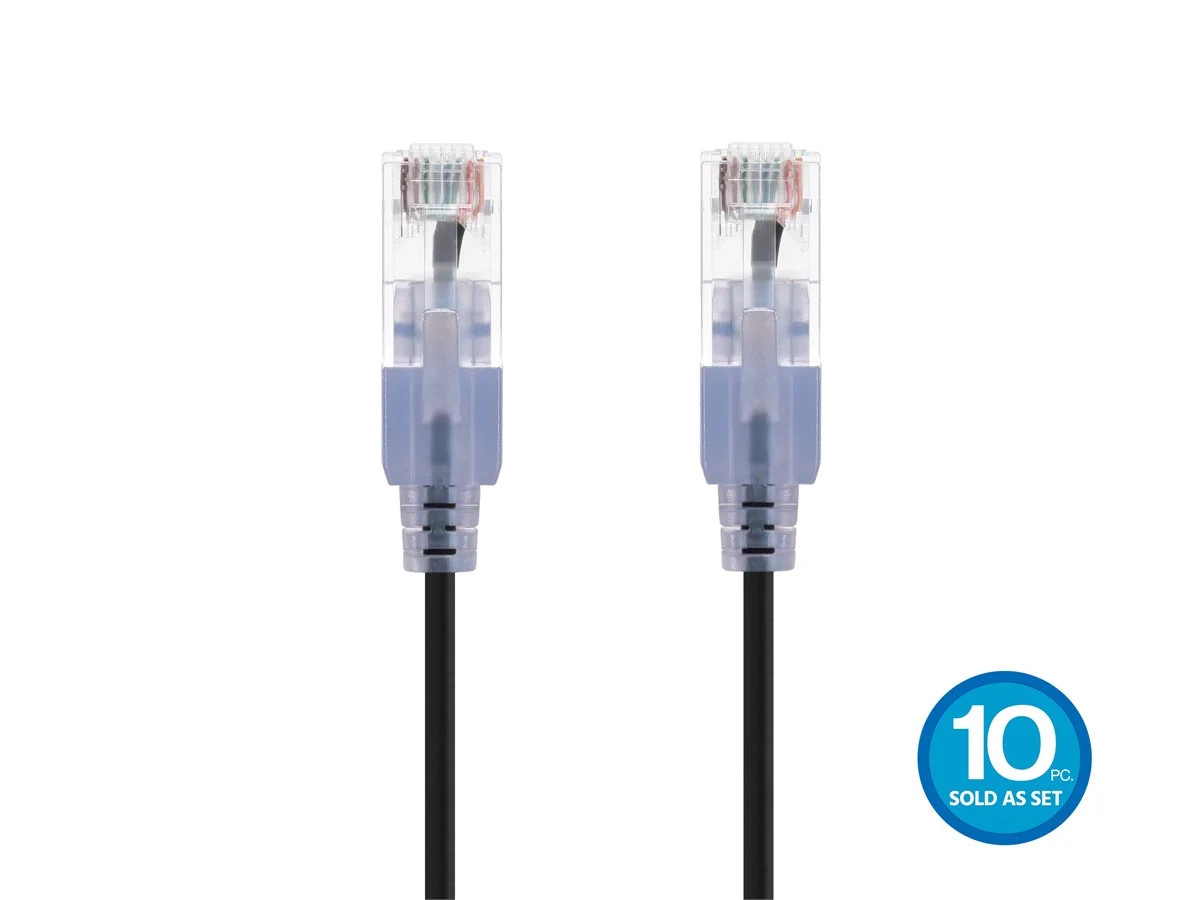 Monoprice Cat6A Ethernet Network Patch Cable - 20 feet - Black | 10 pack, 10G