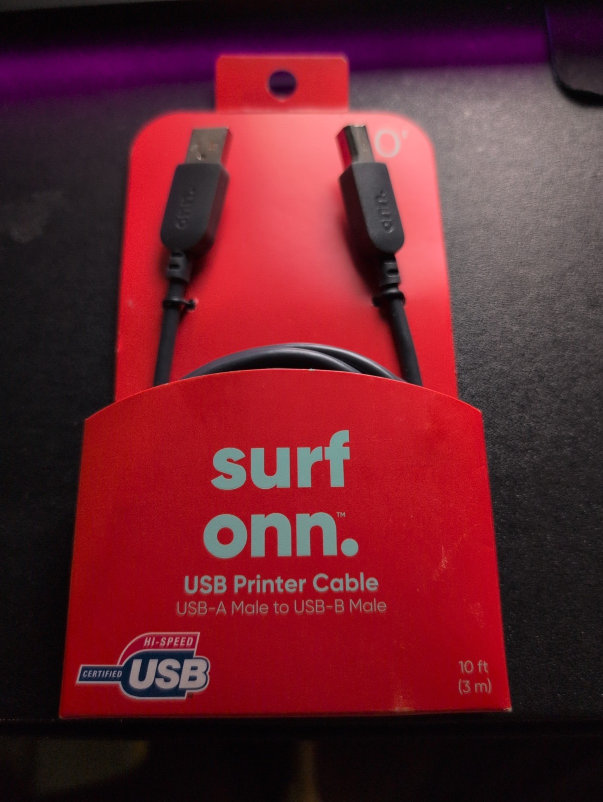 NEW Surf Onn 10ft HI-SPEED USB Printer Cable Transfer Speed 480 mbps 6ft