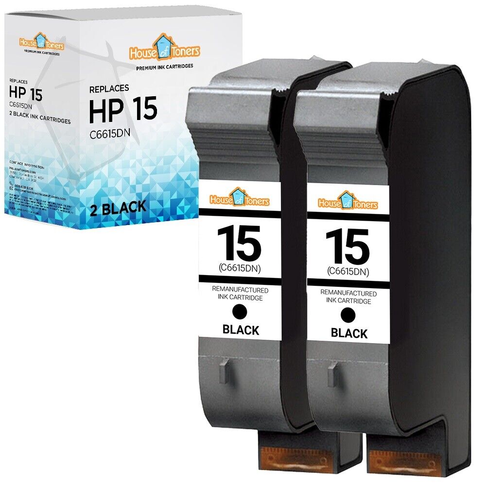 2PK Replacement for HP 15 C6615DN Ink Cartridge for 5110 5110A2l 5110v/xi V40/xi