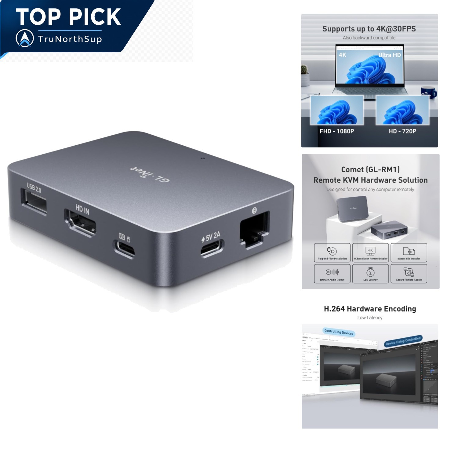 Comet GL-RM1 Remote KVM 4K 30Hz BIOS Control Ethernet USB-C HDMI Tailscale