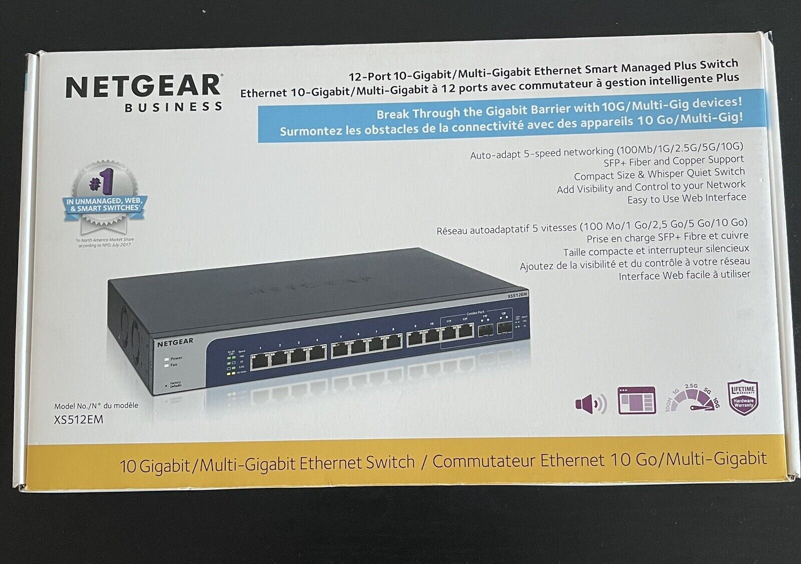 Netgear XS512EM 12-Port 10-Gigabit/Multi-Gigabit Ethernet Smart Managed + Switch