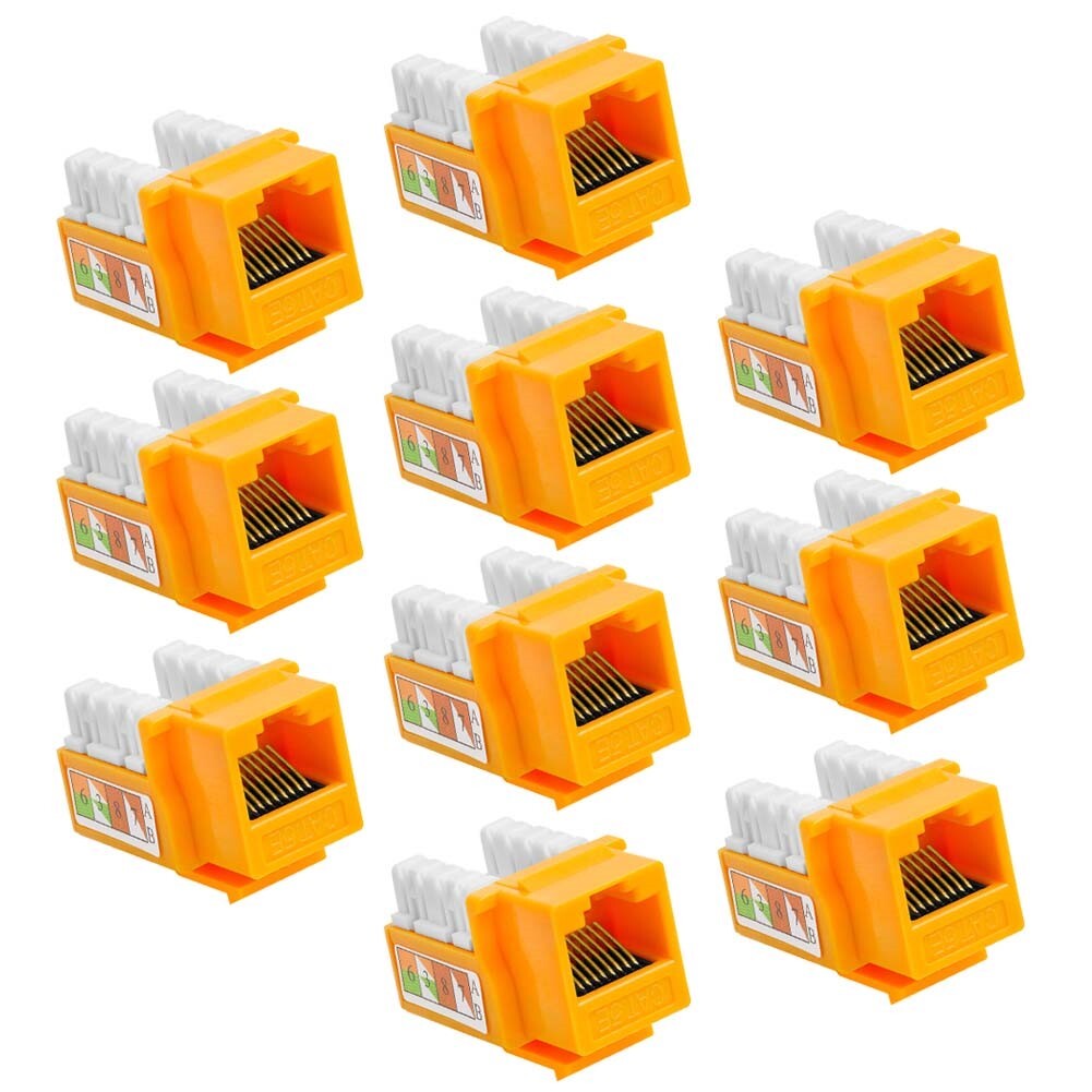 10x Cat5e RJ45 110 Punch Down Keystone Jack Network Ethernet Wall Plate Yellow