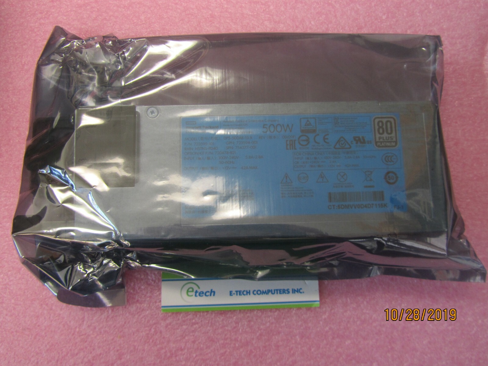 720478-B21 HP 500W Common Slot Hot Plug Power 754377-001 723594-001 723595-101